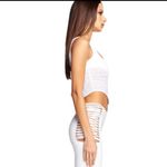 I am gia I.AM.GIA. Mandi Ruched Mesh Sttetch Corset Top‎ Back Zipper White Size Small Photo 1