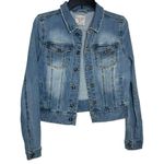Love Tree Acid Wash Blue Denim Jean Jacket Trucker Small Photo 1