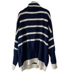 Topshop  Oversized Striped Turtleneck Sweater Navy Cream Size Small Photo 5