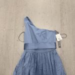 Vera Wang  White One Shoulder Dress Blue Steel Satin Sash VW360215 Bridesmaid 4‎ Photo 3