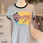 Mighty fine Comfy Car Racing Tee Short Sleeve Shirt Gray Top Womens L Photo 2