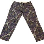 J.Crew  City Fit 12W Purple Paisley Stretch Low Rise Colorful Ankle Trousers Crop Photo 0
