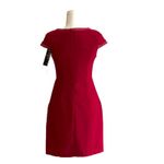 RW Runway Paris Dress Red Cap Sleeve Faux Leather Trim Career Dress Medium NEW Photo 3