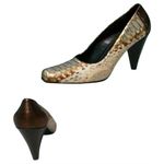 Donald Pliner Couture Hand Painted Metallic Python Leather Pump Shoe New $595 Gold Size 7 Photo 2