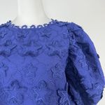 Farm Rio NWOT  3D Star Embroidery Top Blouses Shirt Blue Size L Short Sleeve Photo 7