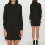 A.P.C. Megan Textured Silk Blend Shirtdress Shirt Dress Military Style Black Size 4 Photo 1