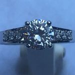 Sterling Silver Solitaire With Accents Cubic Zirconia Engagement Ring, Size 9 Photo 3