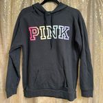 PINK - Victoria's Secret  Black Pastel Rainbow Logo Pullover Hoodie Sweater XS/S Photo 0