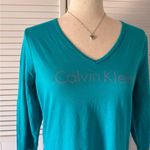 Calvin Klein  Blue V Neck Long Sleeve Sleepwear Pajama Dress Photo 2