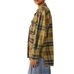 Free People  We The Free Izzy Cargo Jacket plaid oversized Shacket Shirt Green M Photo 3