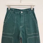By Dyln Cooper Green High Rise Wide‎ Leg Baggy Jeans Contrast Stitch Size Small Photo 3