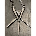 Janis Savitt Flat Link Chain Drop Necklace Emerald Cut Pink Glass Stone 17” Silver Photo 9