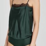 Cami NYC  emerald green silk body suit with black lace | S Photo 0