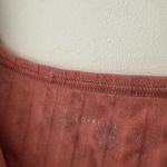 Aerie  Offline Salmon Pink Ribbed Square Neck Crop Top Lettuce Hem Photo 3