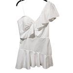 Amanda Uprichard  Vanderbilt Ruffled One-Shoulder Mini Dress M White Bridal Photo 1