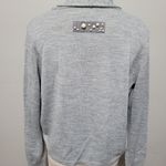 Spiegel gray pearl embellished open front wool blend cardigan size large Photo 4