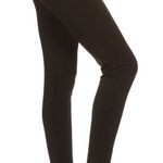 Fleece Solid Black Buttery Warm Cozy Leggings One Size NWOT #4248 Photo 0