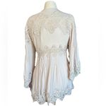 POL EUC  Small Pale Pink Lace Crochet Blouse Flare Sleeve Photo 2
