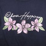 Wound Up  Navy Blue Floral Choose Happiness Short Sleeve Top Photo 1