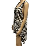 Kaktus Crochet Knit Black White Asymmetrical Button Up Cardigan Vest Large Photo 2