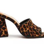 Schutz Womens LIZAH Square Toe Leopard Calf Hair Block Heel Sandals Shoes 7.5M Photo 1