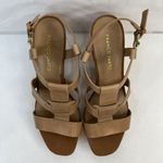 Franco Sarto Size 9 Cera Cork Wedge Sandals Beige Leather Slingback Platform Photo 5