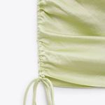 ZARA RUCHED SATIN EFFECT V-NECK DRESS Adjustable Side w/ Drawstring Green NEW Photo 11