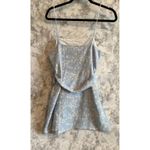 ZARA  Blue Floral Mini Dress with‎ Belt Spaghetti Straps Size L Photo 2