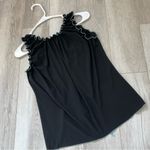 Vintage Anna Contrast Ruffle Sleeveless Tank Top Black (size 1xl) y2k 90s whimsy Photo 3