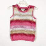 Norton Mcnaughton Vintage  Pink & Beige Striped Knit Sweater Vest Tank Top Photo 1