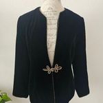 Talbots  Vintage Black Velvet Golden rope embellished jacket size 12 Petite Photo 0
