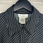 Fred David 🖤 Black and White Striped Sleeveless Button Down Shirt Photo 2