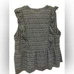 Loft  navy and black stripe ruffle sleeveless vneck top Photo 1