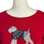 Talbots  Petite PS red long sleeve winter Terrier dog pullover t-shirt Photo 4