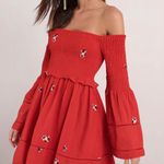 Free People Counting Daisies Red Multi Embroidered Skater Dress Photo 0