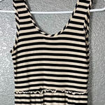 Pink Rose Sleeveless Striped Knit Maxi Dress with Ruffle Hem Black & Cream Size Medium Photo 0