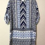 Chico's  Blue Sheer Boho Tunic Mini Dress Womens S Casual Ikat Beachy Summer Photo 0