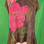 Desigual  Womens Olive‎ Green Floral Shirt XL Photo 0