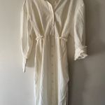 ZARA Long Collared Off White Shirt Dress With Tie Belt Photo 0