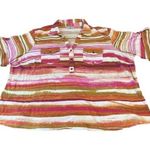 Rebecca Malone Ladies Plus Size 2X  3/4 Length Rolled Sleeve Blouse Polo Pockets Photo 0