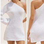 Anthropologie Flat White One-Shoulder Crochet Mini Dress, Size XL Photo 1