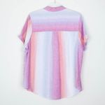 Terra & Sky  Womens Button Down Linen Camp Shirt Size 0X Short Sleeve Ombre‎ Work Photo 5