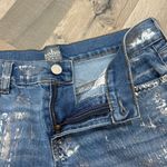 Soho  Jeans Metallic Paint Splatter Cuffed Hem Jean Shorts Blue‎ Silver 2 Photo 5