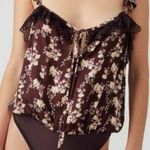 Free People  Take It Away Bodysuit Chocolate Merlot Floral S‎ Photo 0