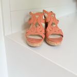 Adrienne Vittadini orange leather wedge size 9 Platform Cork Wedge Sandal Photo 2