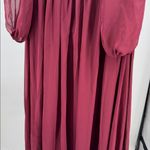 Azazie Norah Cabernet A12 bridesmaid dress sheer long puff sleeves flowy slit Photo 10