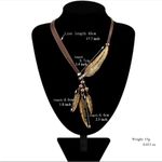 Boho Feather‎ Decor Choker Necklace Vintage Style Rope Chain Ethnic Style Brown Photo 1