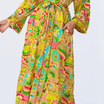 Trina Turk BedHead PJ’s X Banded Collar Robe Heritage Silk Printed Floral Long Photo 0