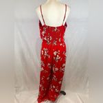 Skies Are Blue  red and white floral smocked jumpsuit size medium Photo 2