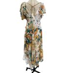 Anthropologie  V-Neck Ruffle Lace Slip Dress Floral White Multicolor Size US 4 Photo 9